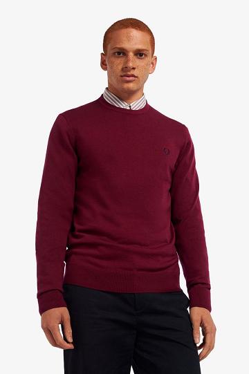 Dzianina Fred Perry Klasyczne Crew Neck Jumper Męskie Czerwone | PL 1291NWYB